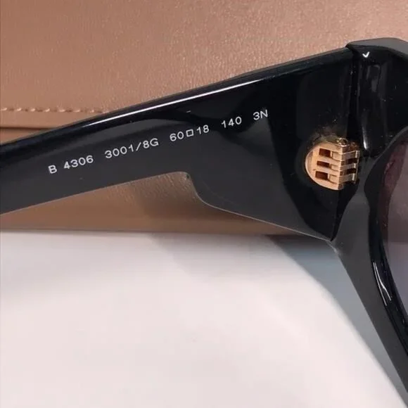 New Authentic Burberry BE4306 3001 Black Sunglasses